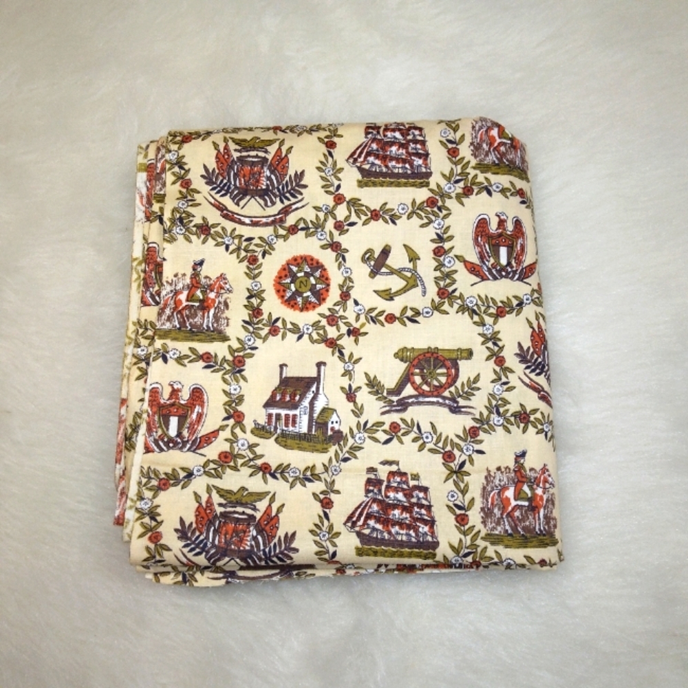 FABRIC Charming Vintage Americana Print Fabric, 4 yd x 36 in